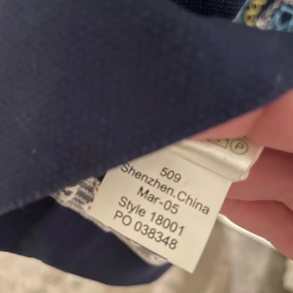Lilly Pulitzer Strapless Navy Dress with Blue and Gold Hex Motif - Picture 6 of 6